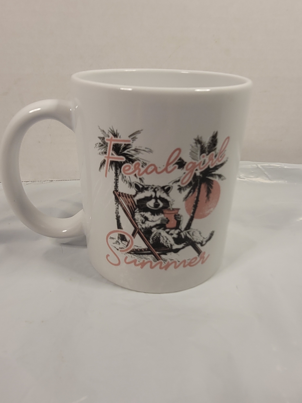 Feral Girl Summer Raccoon Mug Coffee Tea New (U)